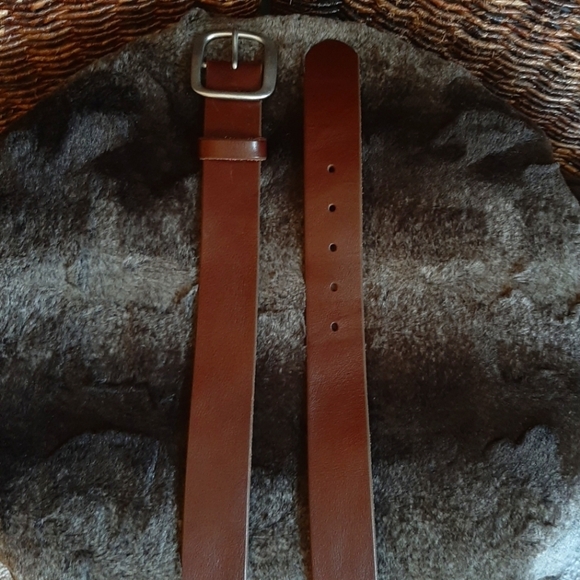 Eddie Bauer Belt Large Brown Leather Brass Western Rodeo Minimalist Office Boho - Picture 2 of 7